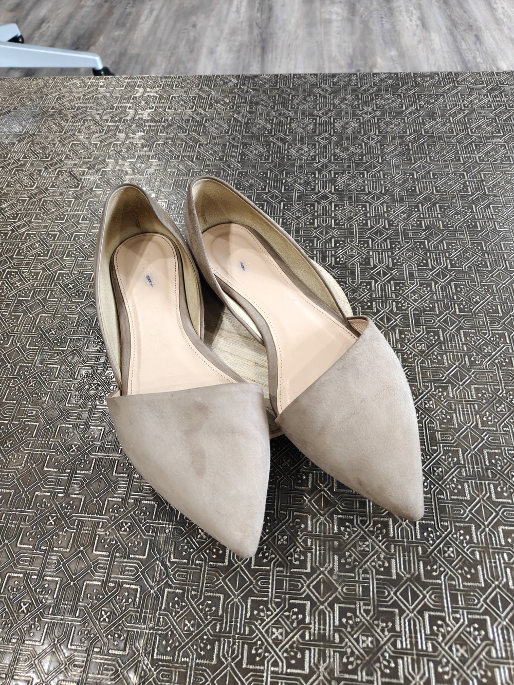 🐢 J.Crew Zoe D'Orsay Tan Suede Flats Size 10.5